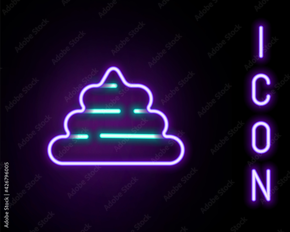 Glowing neon line Shit icon isolated on black background. Colorful outline concept. Vector