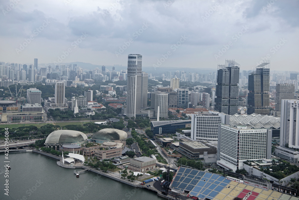 View of Esplanade Theatres from the observation deck of the hotel Marina By Sands