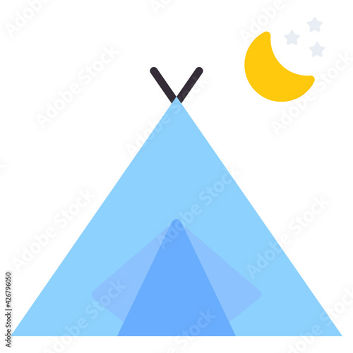 A flat design, icon of camp