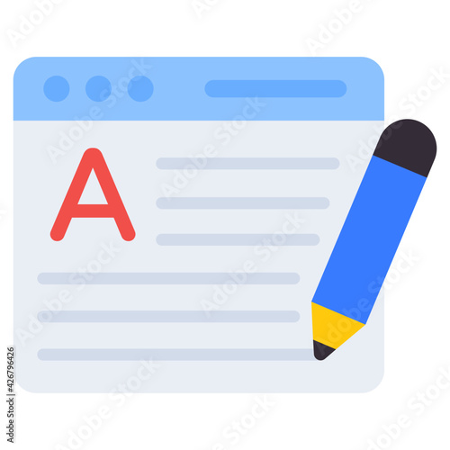 Conceptual flat design of online article writing icon