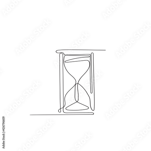 hand drawn doodle hourglass illustration in one line art style