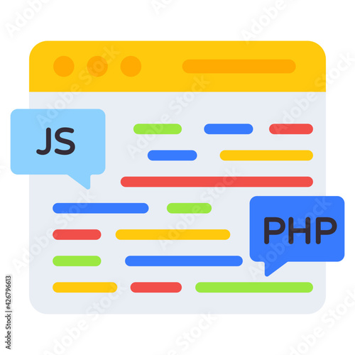 A flat design, icon of php coding