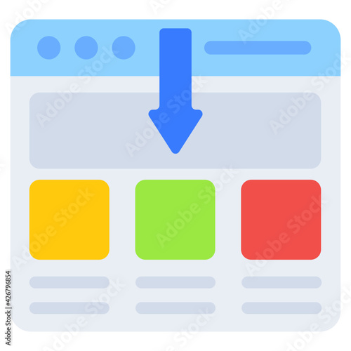 A flat design, icon of web download