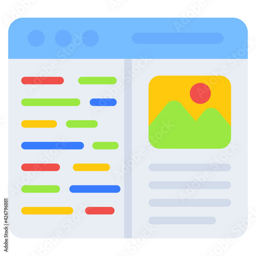 A flat design, icon of website content
