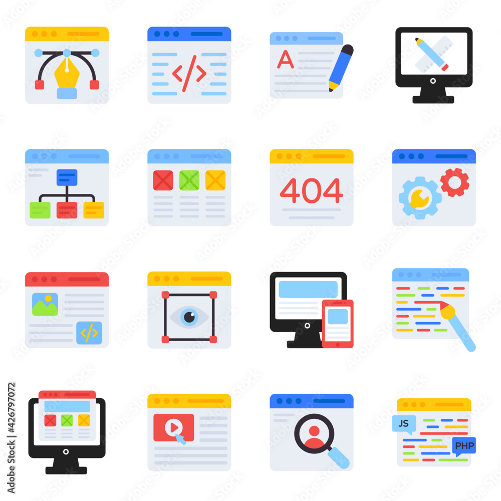 Pack of Web Design Flat Icons Pack of Web Design Flat Icons