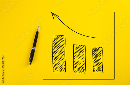 Statistical hand drawn financial graph predicting an economic financial growth or improvement photo