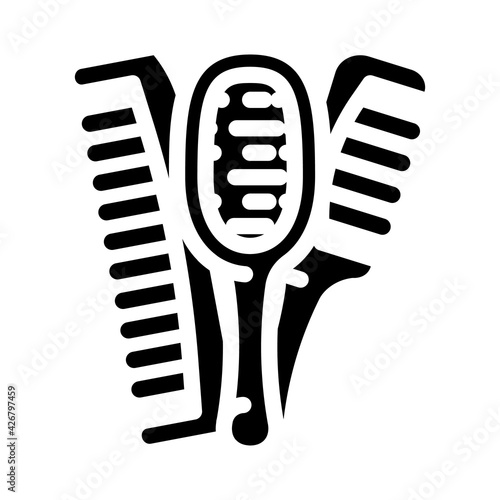 hairbrushes tool for hair glyph icon vector. hairbrushes tool for hair sign. isolated contour symbol black illustration