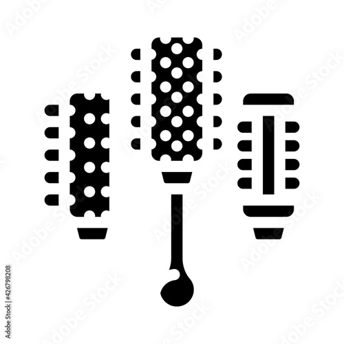 hair dryer brush glyph icon vector. hair dryer brush sign. isolated contour symbol black illustration