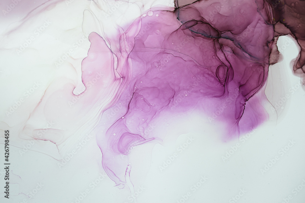 Obraz premium Currents of translucent hues, snaking gold swirls, and foamy sprays of color shape the marble of these free-flowing textures. The marbling techniques, alcohol ink, modern abstract painting 