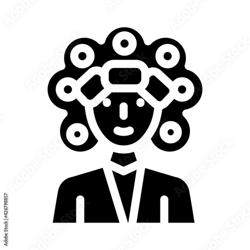 perm hair glyph icon vector. perm hair sign. isolated contour symbol black illustration