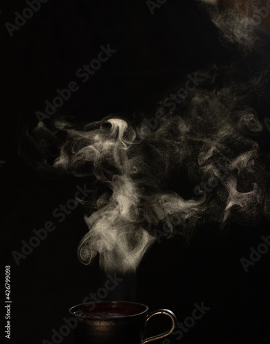 steam on black background