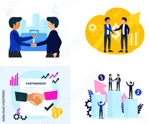 Business Partnership, Target in flat design