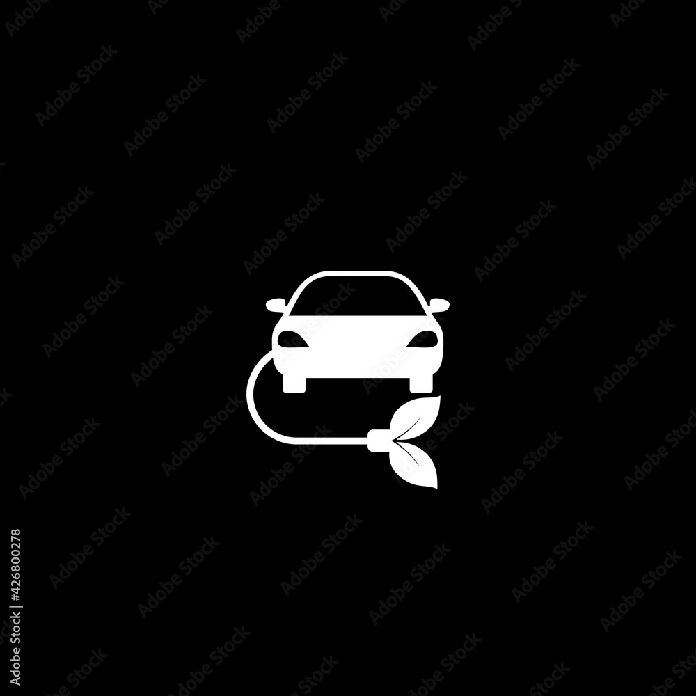 Eco car icon isolated on dark background Eco car icon isolated on dark background
