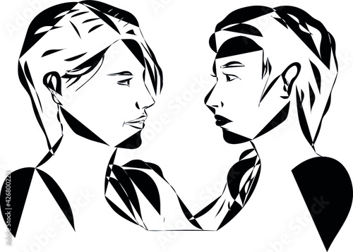 Two LGBT girls. vector image. Illustration. Abstraction. Love