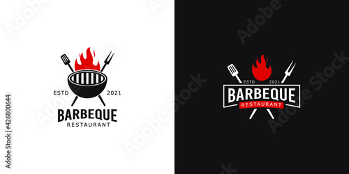 illustrations of barbeque logo design concept.