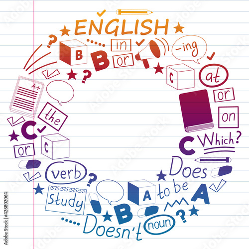 English courses  english learning. Vector pattern. Online courses.
