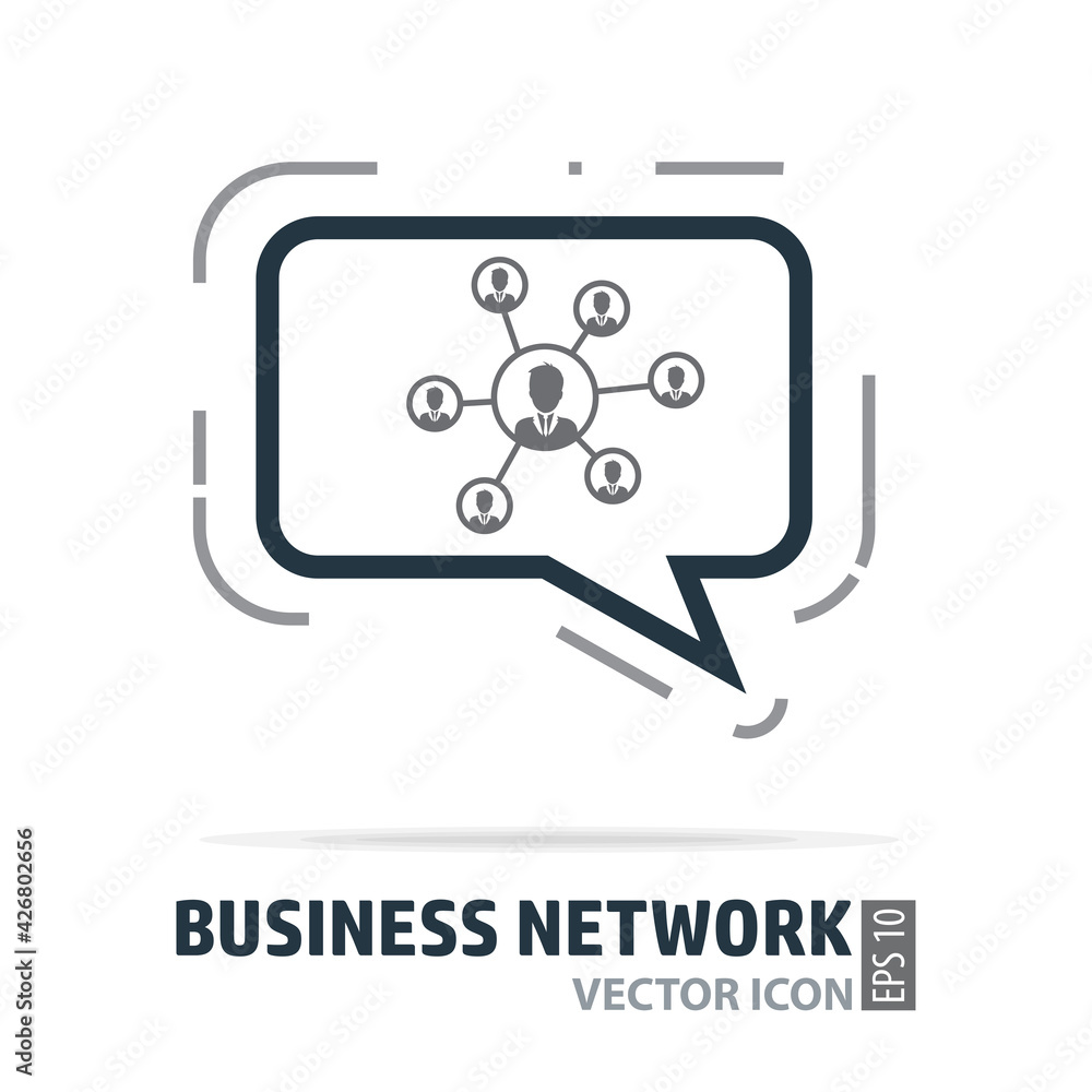 Business networking line icon. Chat bubble with Teamwork, Leader or Human resources sign. Business networking icon. Vector illustration Business networking line icon. Chat bubble with Teamwork, Leader or Human resources sign. Business networking icon. Vector illustration