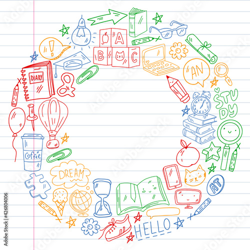 Young kids. School children. English courses. English language.