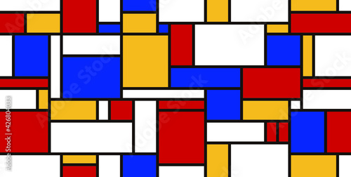 Graphic illustration of Mondrian painting