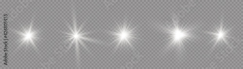 Valokuva Star burst with light, white sun rays.