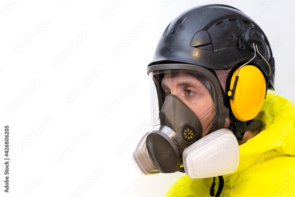 Man in full face mask Man in full face mask