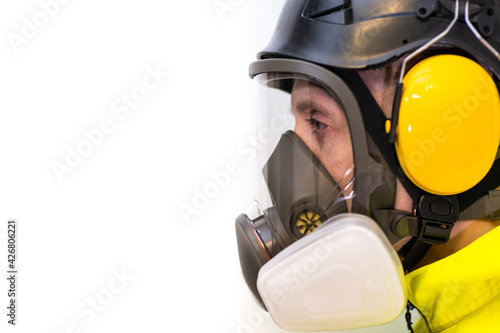 Man in full face mask photo