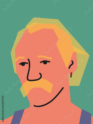 Portrait of a man. Vector flat illustration.