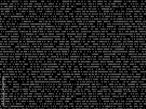 Obraz na plátně Digital data code binary zeroes and ones bits animation in black and white