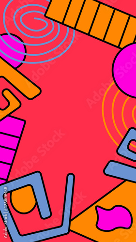 Modern pink vector illustration . Blank for design, website, story. Textile printing of the packaging template . bright shapes with a cubist outline .