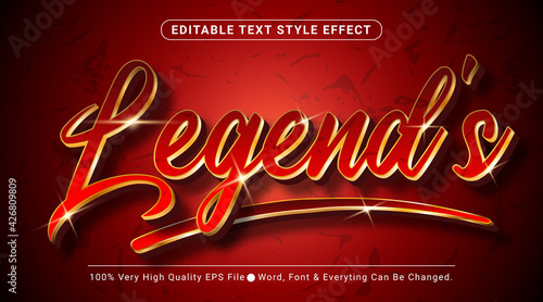 Legend's text, shiny golden style editable text effect