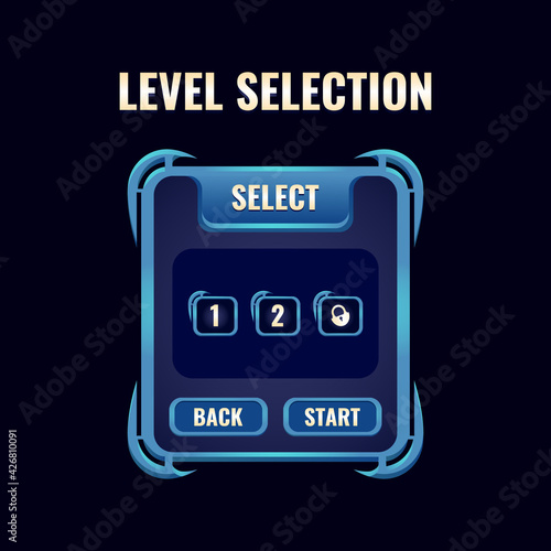 fantasy glossy rpg game ui level selection interface. perfect for 2d games vector illustration