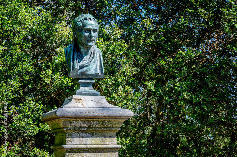 St. Peter's Island, Bern Canton, Switzerland. Jean-Jacques Rousseau.  Philosopher, writer and composer of the 18th century. Stock Photo | Adobe  Stock