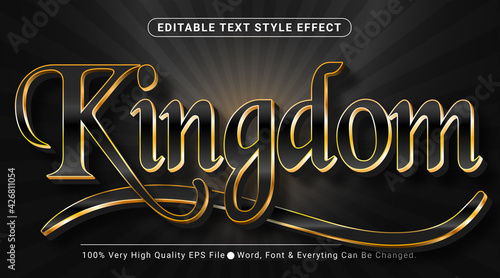 Kingdom text, shiny metallic golden style editable text effect