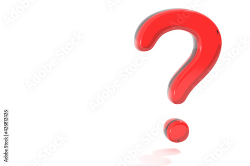 3d question mark symbol, red, on white background.