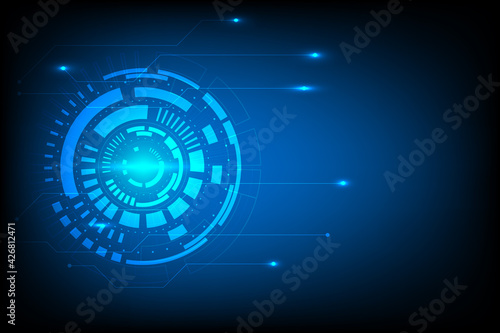 Abstract circle in concept technology background and energy intelligence. Communication line of future with data inforamtion connection. Cyberspace and digital process template.