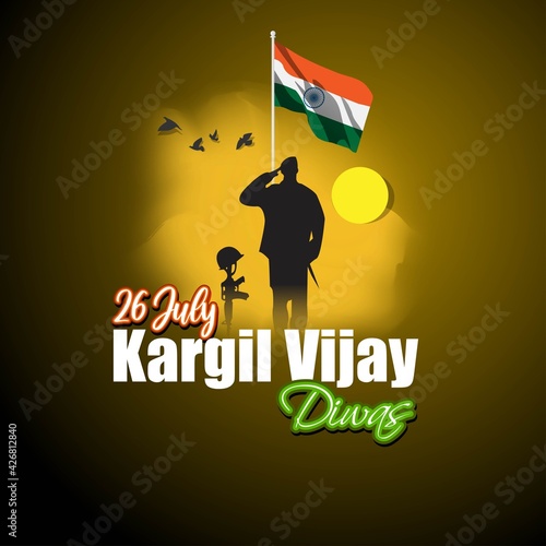 VECTOR ILLUSTRATION FOR 26 JULY VIJAY KARGIL DIWAS MEANS 26 JULY KARGIL (INDIAN BORDER PLACE NAME) VICTORY DAY