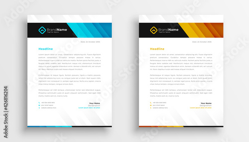 stylish business letterhead templates set of two