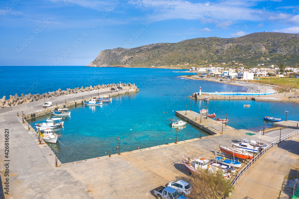 Traditional pictorial coastal fishing village of Milatos, Crete, Greece.