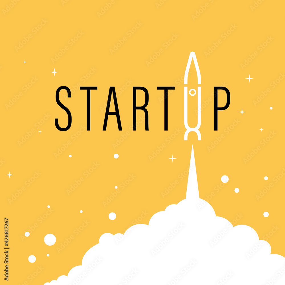 Business startup rocket launching vector creative illustration	