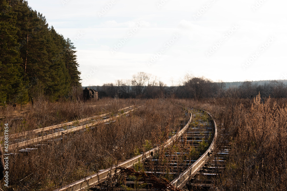 abandoned rails on the field abandoned rails on the field