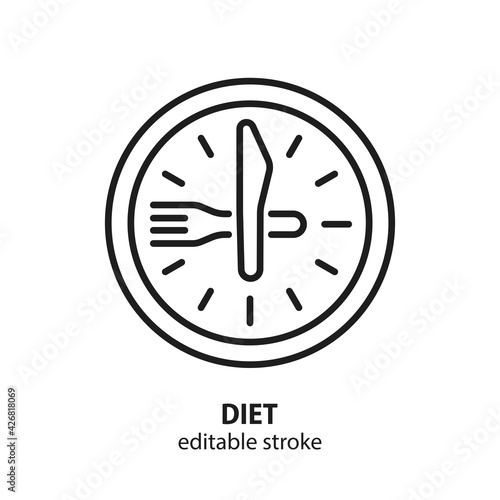 Diet line icon. Vector illustration of lunch time. Editable stroke.