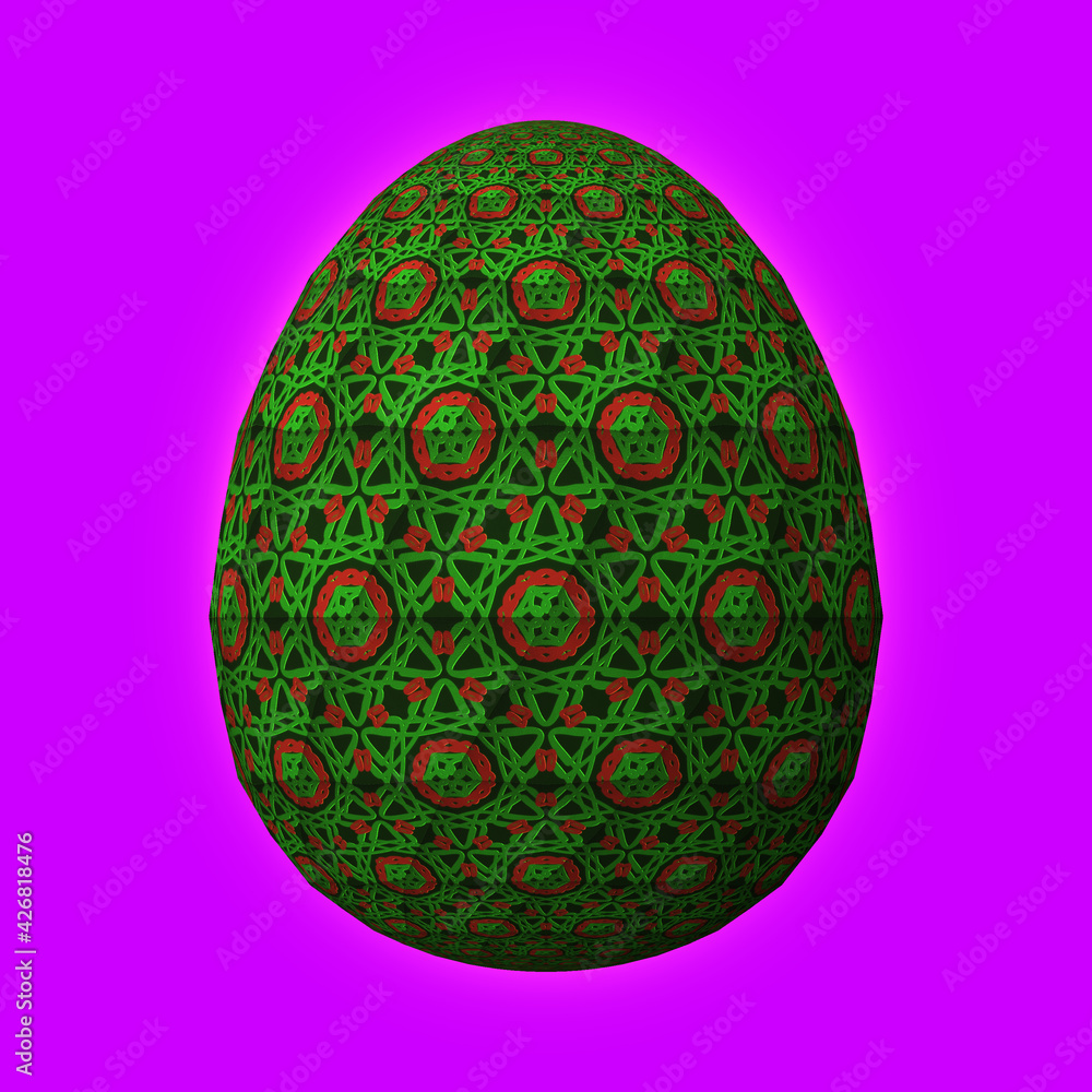 Happy Easter, Artfully designed and colorful 3D easter egg, 3D illustration on purple background Happy Easter, Artfully designed and colorful 3D easter egg, 3D illustration on purple background