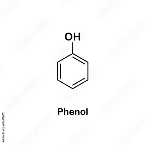 Formula of chemical structure of Phenol .Vector EPS 10.