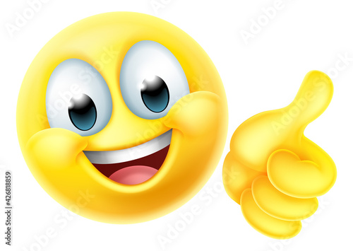 Thumbs Up Happy Emoticon Cartoon Face