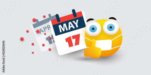 Tax Day Reminder Concept - Calendar Design Template - USA Tax Deadline, New Extended Date for IRS Federal Income Tax Returns: 17 May 2021