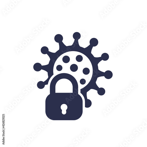 lockdown, virus restrictions icon on white