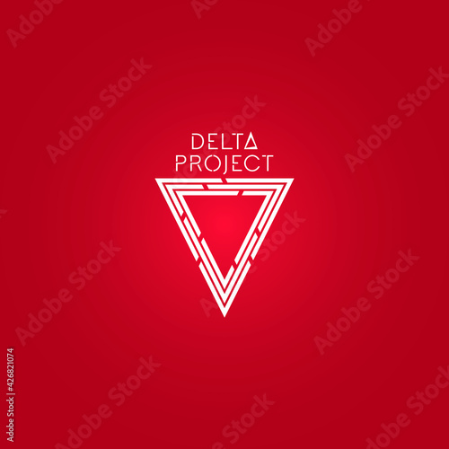 White delta logo design with red background