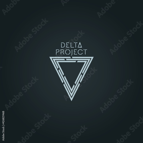 Grey delta logo design with black background