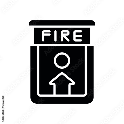 Fire alarm button glyph icon. Firefighters. Rescue service. Thin line customizable illustration. Contour symbol. Vector isolated outline drawing.