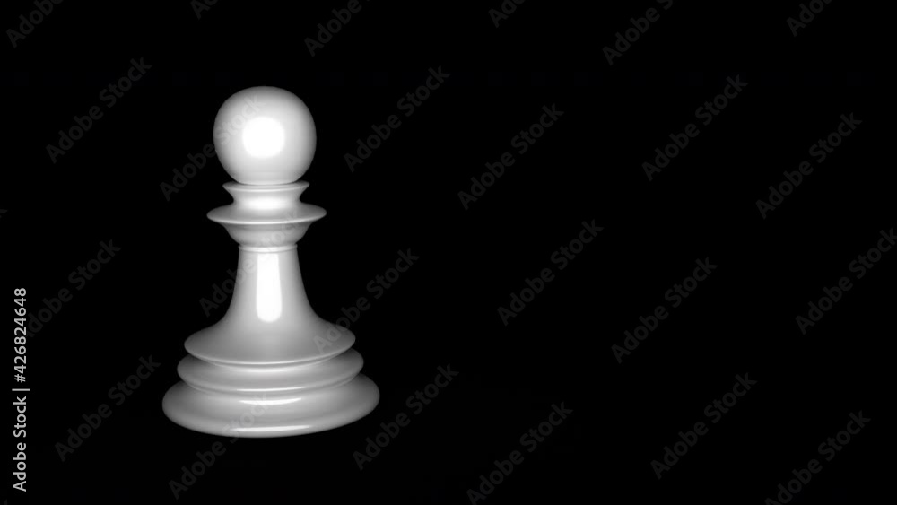 White glossy pawn isolated on dark background. Chess loop footage with copy space in 4k, 30 fps. White glossy pawn isolated on dark background. Chess loop footage with copy space in 4k, 30 fps.
